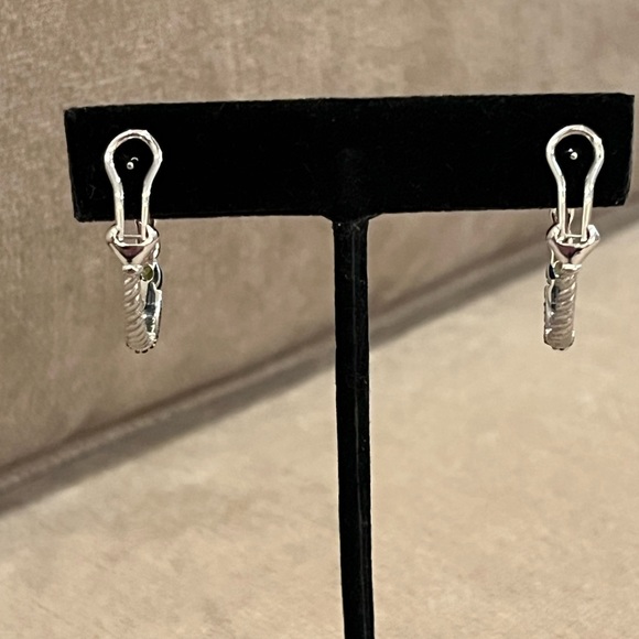 Judith Ripka Sterling Silver Green Chrome Diopside Hoop Pierced Earrings NEW! - Picture 10 of 13